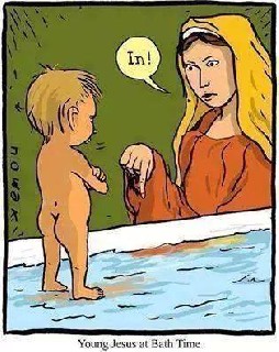 Young Jesus at bath time