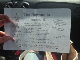 the Rapture is imminent religiotic handout