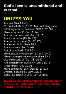 Gods Love is unconditional unless
