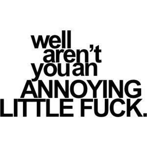 well  arent you an annoying little fuck