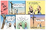 by the cross