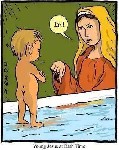 Young Jesus at bath time